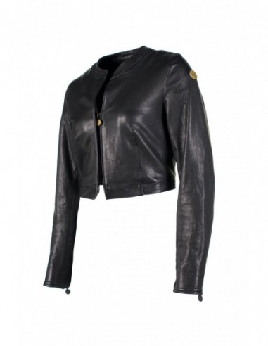 Line slim fit leather jacket